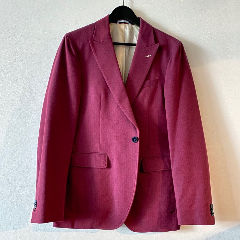 Gant Rugger Burgundy Herringbone Blazer